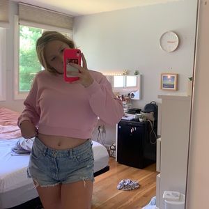 Pink cropped crewneck